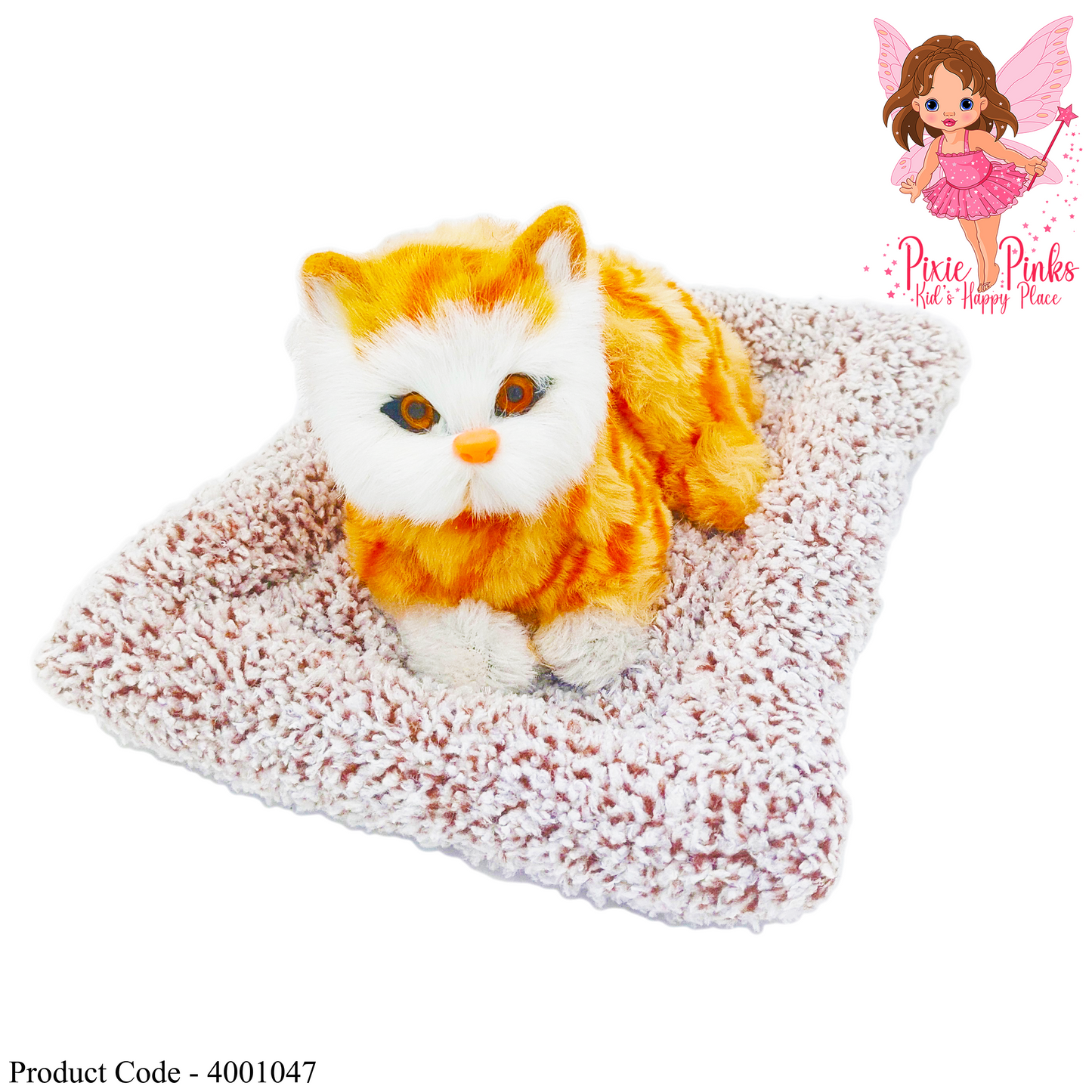 Cute Realistic Sleeping Cat with Mat and meow Sound- Orange