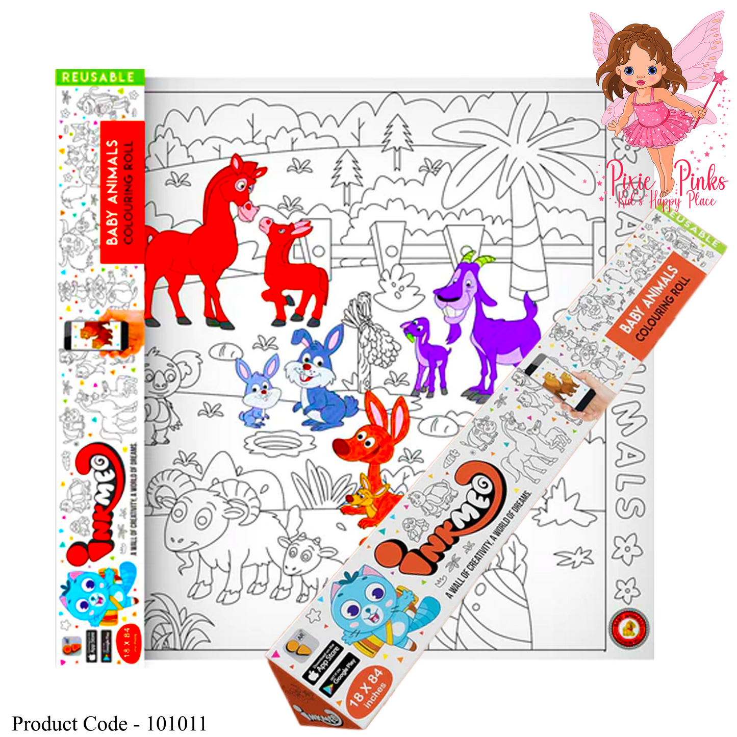 Baby Animals Coloring Roll (18x84 inch) - With Augmented Reality Technology