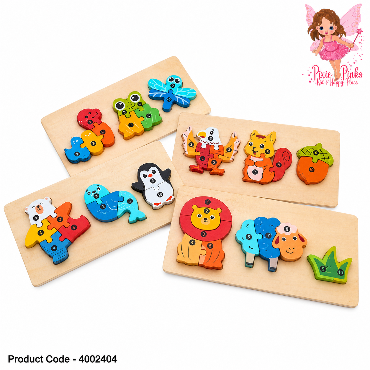 Kids Wooden Number Puzzle Board – Educational Animal Number Matching Puzzle Toy for Early Learning, Counting & Fine Motor Skills