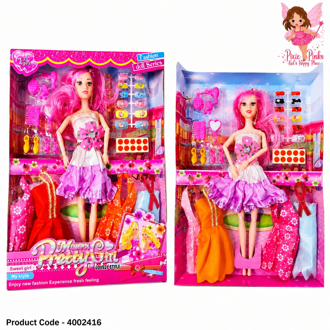 30cm Modern Dress-Up Fashion Doll for Girls – Doll with Extra Dresses, Shoes, Nail Accessories & Styling Set | Ages 3+ (1 Piece)
