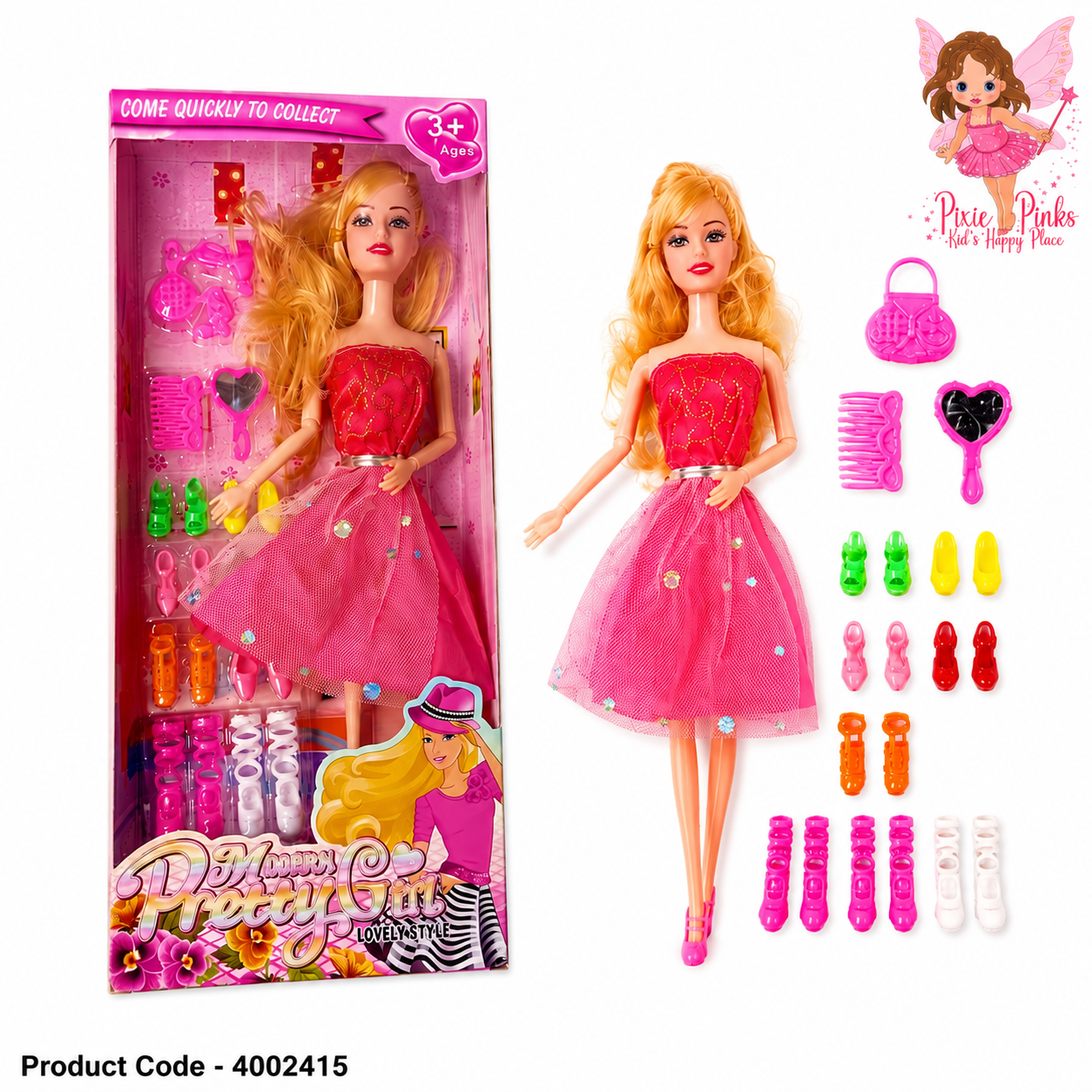 30cm Dress-Up Fashion Doll for Girls – Princess Doll with Shoes, Handbag & Fashion Accessories | Ages 3+ (1 Piece)