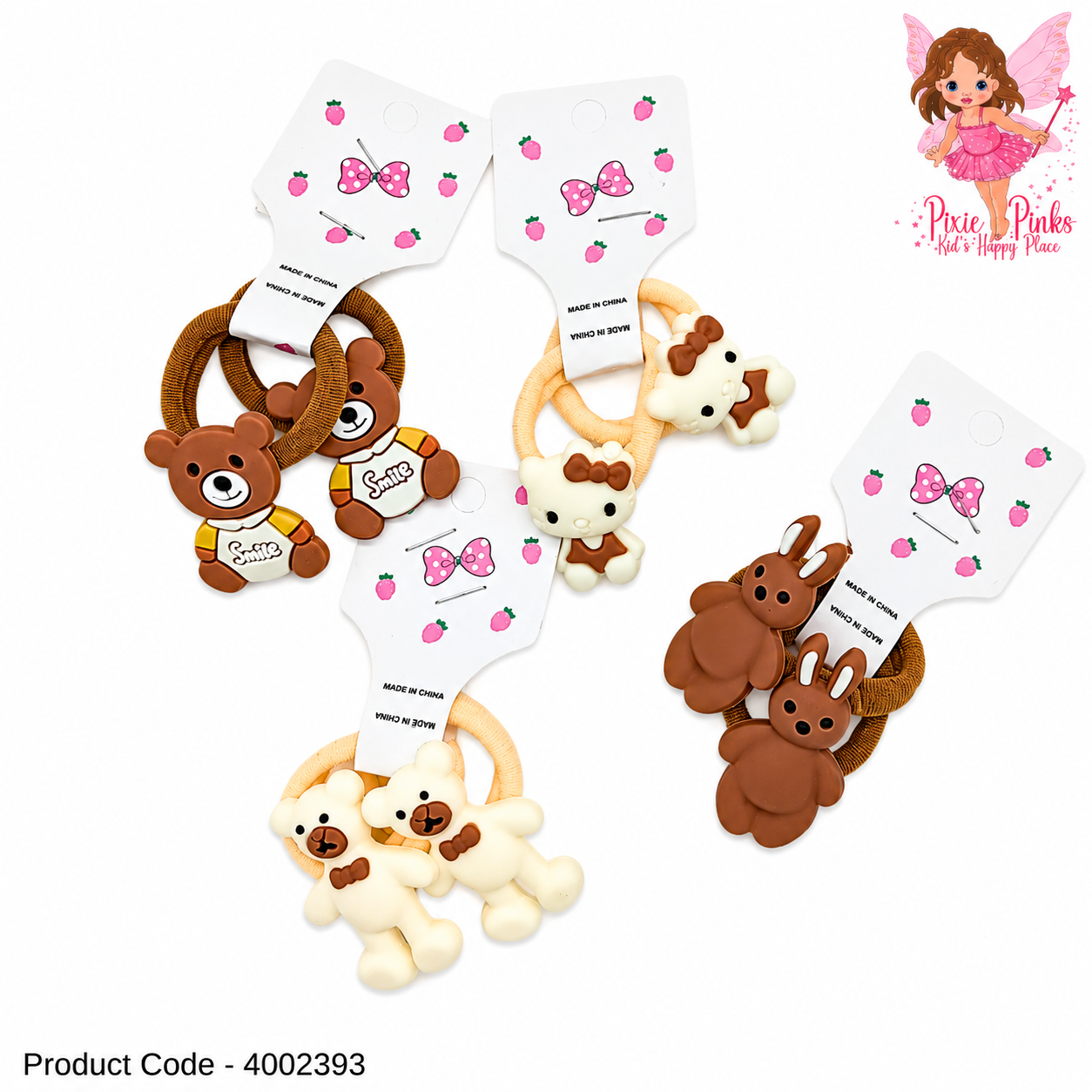 2-Piece Cute Animal Hair Bands Set for Girls – Cartoon Elastic Ponytail Holders | Adorable Hair Accessories for Kids