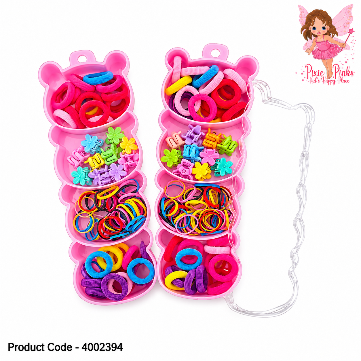 Kids Hair Accessories Set with Hair Bands & Mini Hair Clips in Bear Storage Case – Colorful Hair Styling Kit for Girls