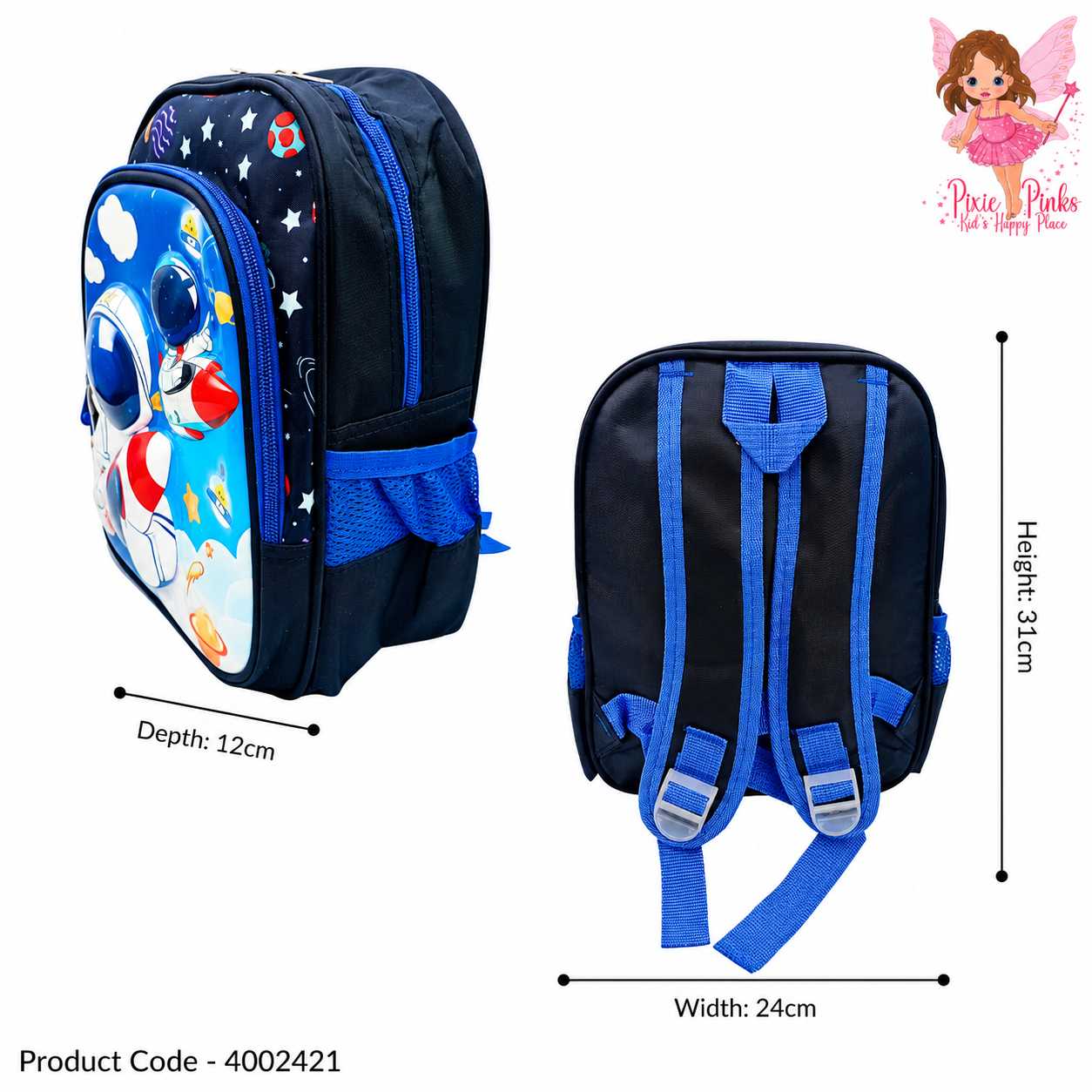 Little Hero Boys Embossed Nursery Backpack – Toddler School Bag with 2 Compartments & Side Pockets | Lightweight Preschool Backpack for Boys