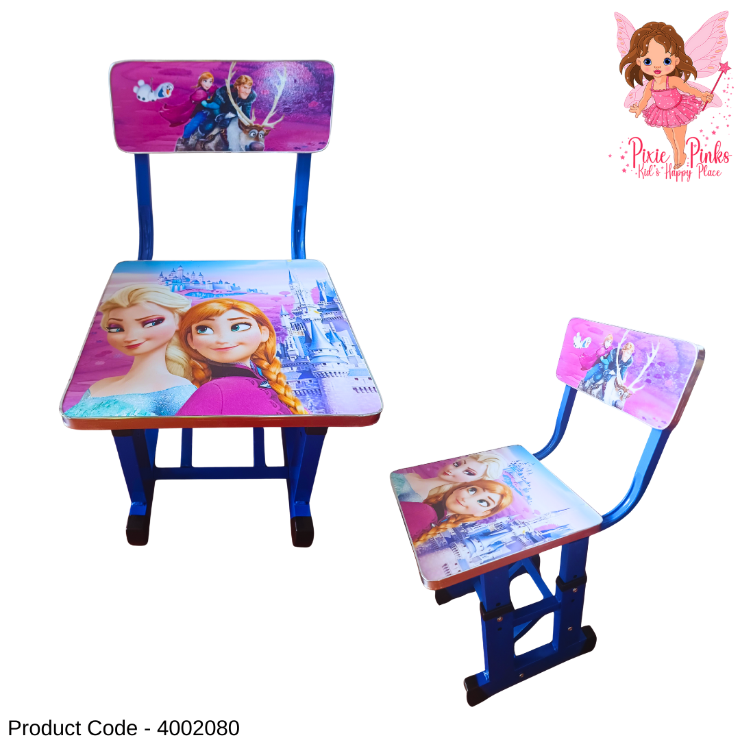 Adjustable Kids Girls Frozen Study Table and Chair Set | Height-Adjustable Desk with Book Rack, Pencil Holder & Clock (Ages 11 & Under)