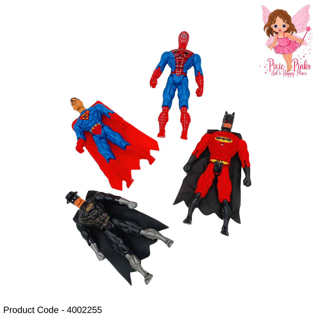 Kids 4-in-1 Superhero Action Figure Set – Hero Adventure Toy Pack for Boys & Girls