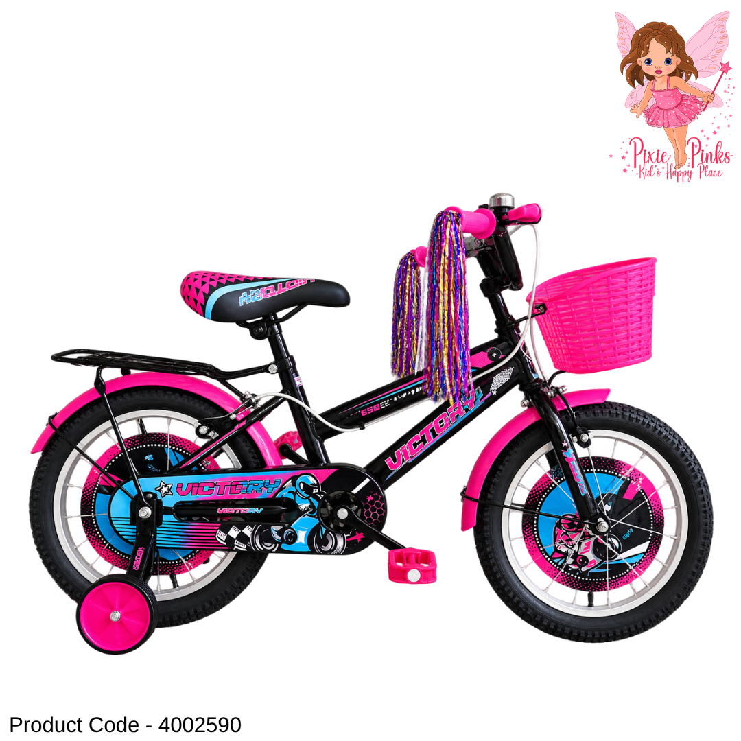 Ronson Victory Pink BMX 16-Inch Kids Bicycle – Alloy Rims, Training Wheels, Basket & Mirror