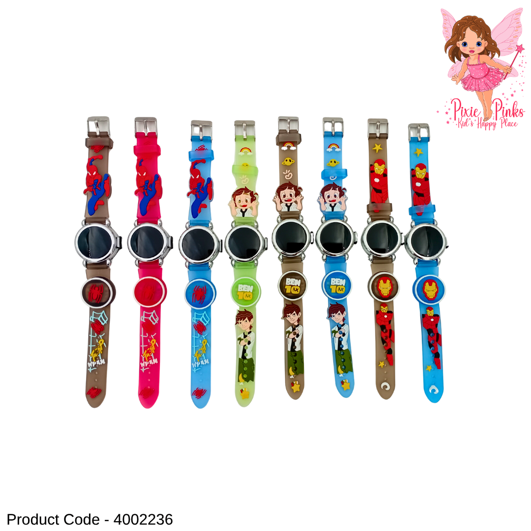 Boys LED Hero Smart Watch with Light Display – Cartoon Digital Wrist Watch for School & Daily Wear