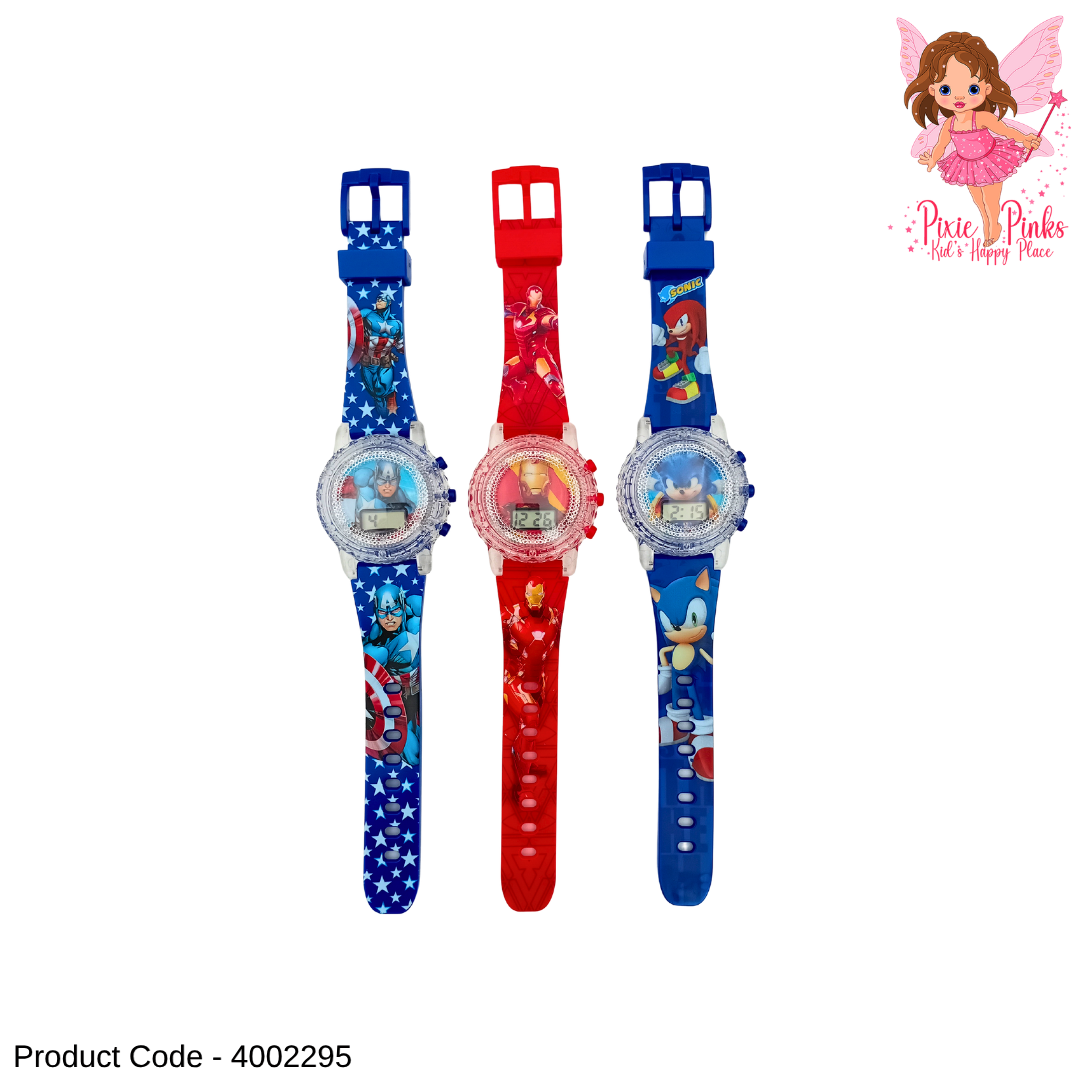 Boys Light-Up Musical Cartoon Watch – LED Kids Wrist Watch with Music and Lights