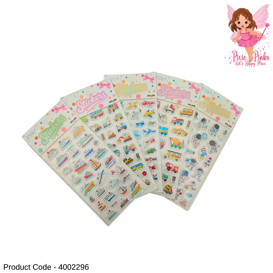 Kids Embossed Sticker Card – 3D Cartoon Puffy Sticker Sheet for Boys and Girls