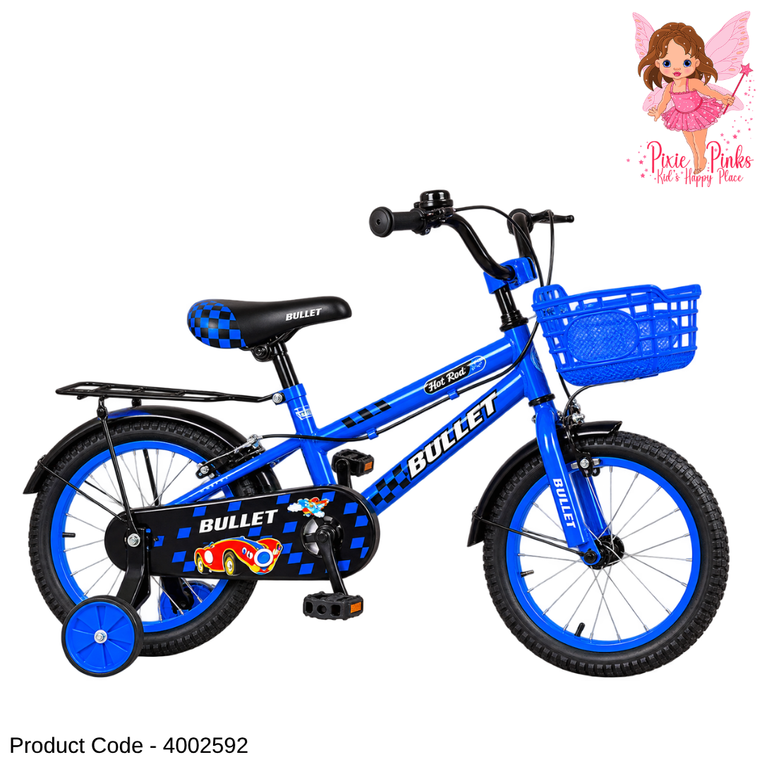 Ronson Bullet Blue BMX 12-Inch Kids Bicycle – Steel Rims, Training Wheels, Front Basket & Bell