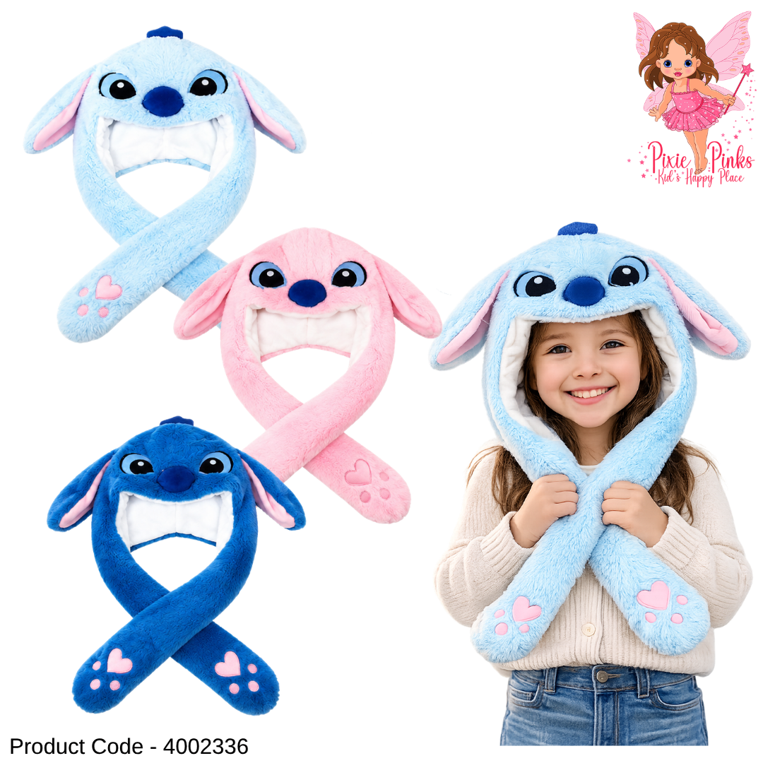 Kids Plush Bunny Ear Shaking Hat – Cute Cartoon Winter Hood Scarf for Boys & Girls