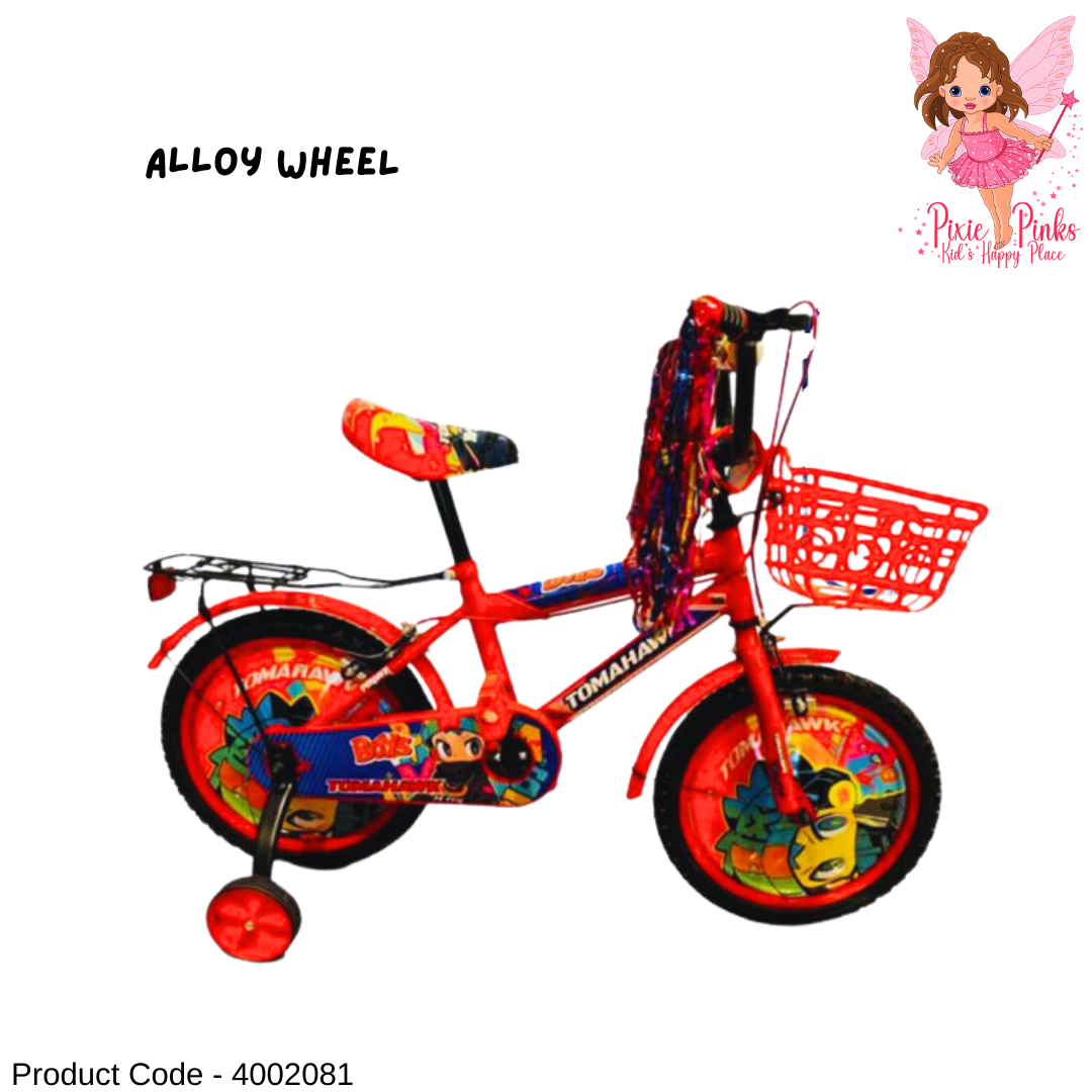 Tomahawk Kids Boys BMX Bicycle with Alloy Wheels, Training Wheels, Front Basket & Rear Carrier | Sizes 12”, 16”, 20”