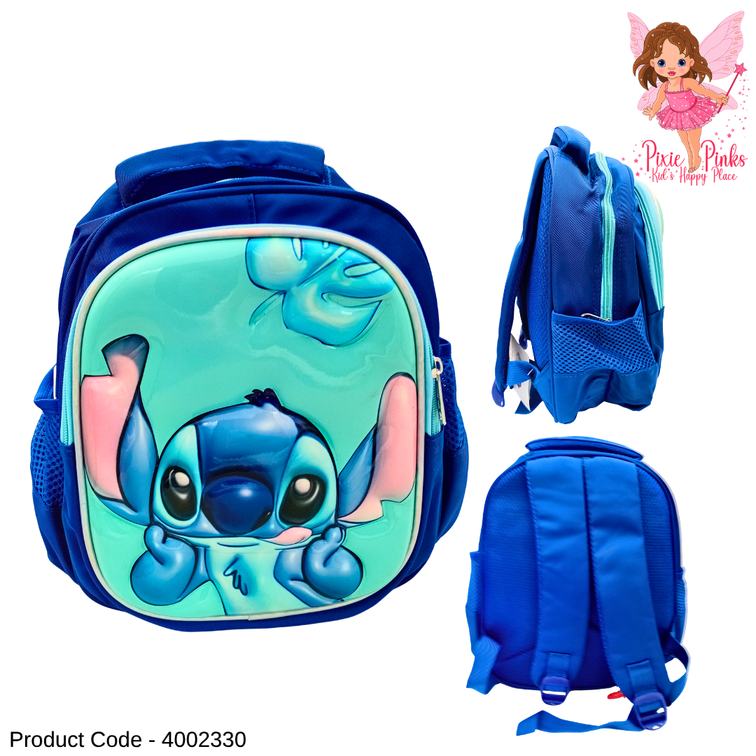 Kids Stitch Small Backpack for Nursery School – Cute Embossed 2 Compartment Toddler School Bag