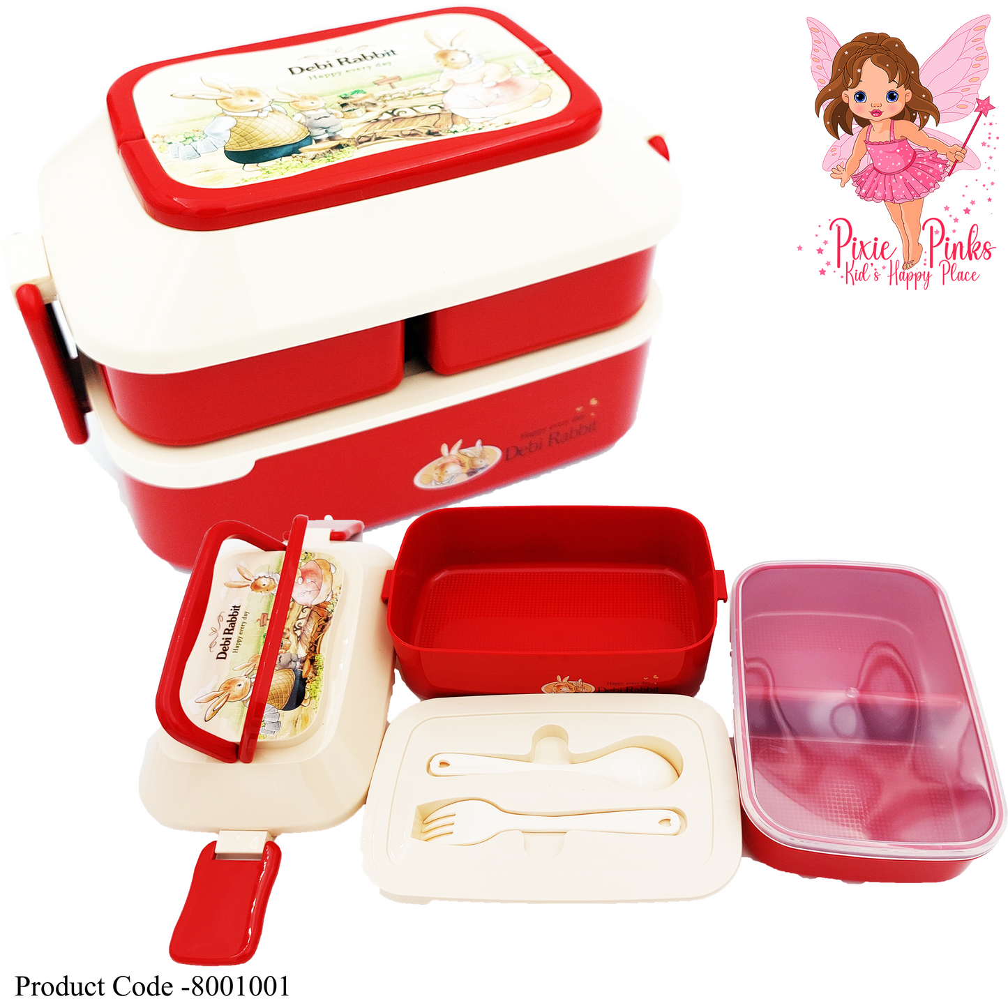 Debi Rabbit Meal Box - Red