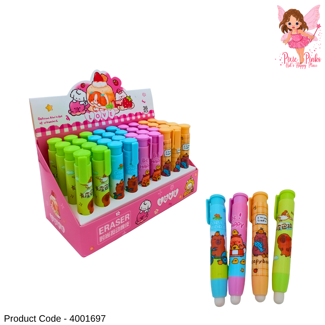Cute Capybara Click Eraser for Kids – Fun & Trendy Pencil Eraser