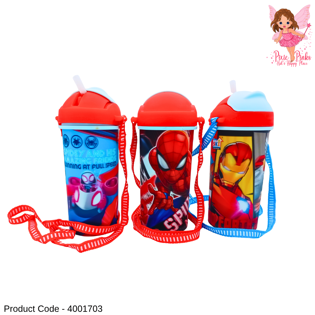 Superhero 3D Kids Water Bottle with Strap – BPA5 & Safe for Daily Use
