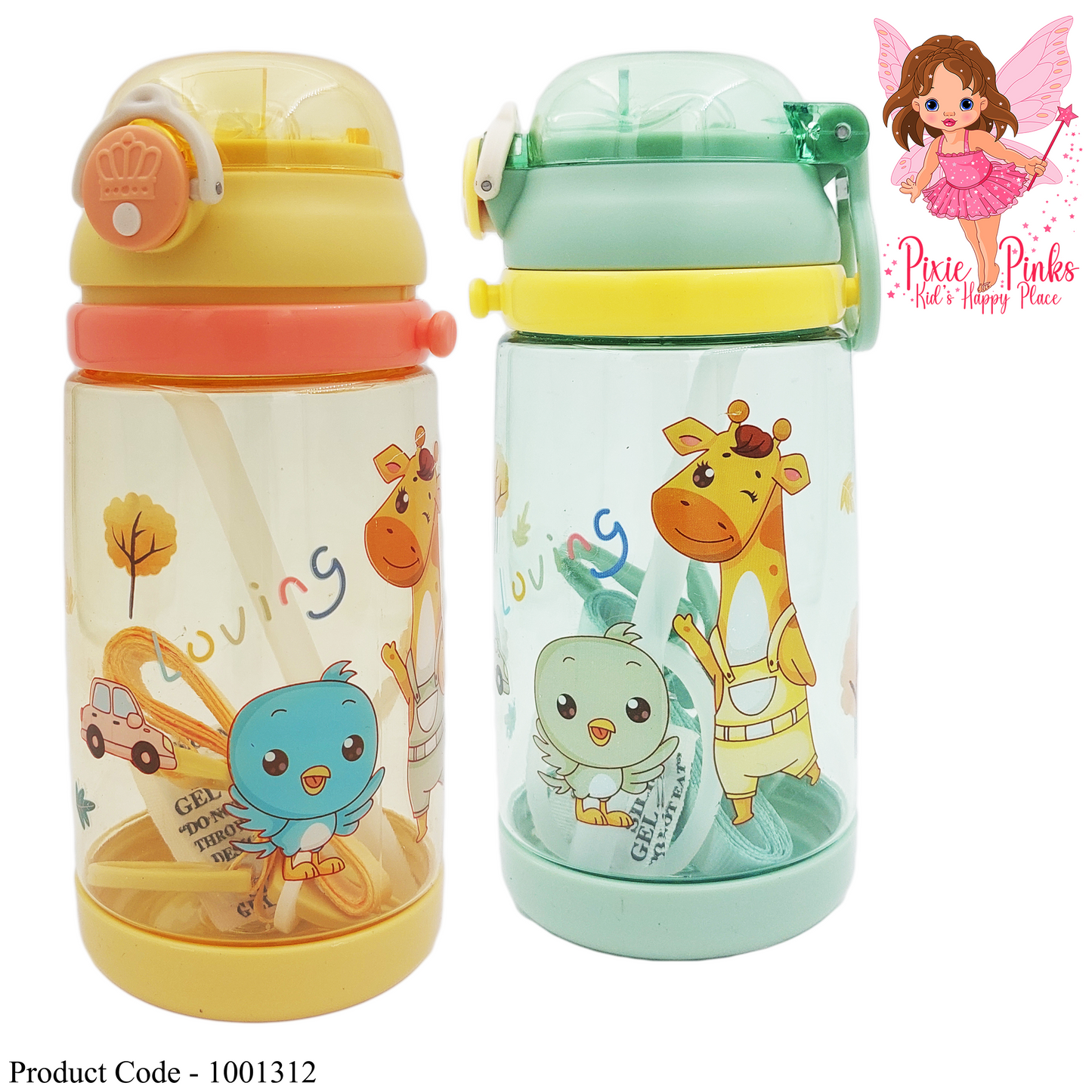 Giraffe Push & Open Kids Water Bottle