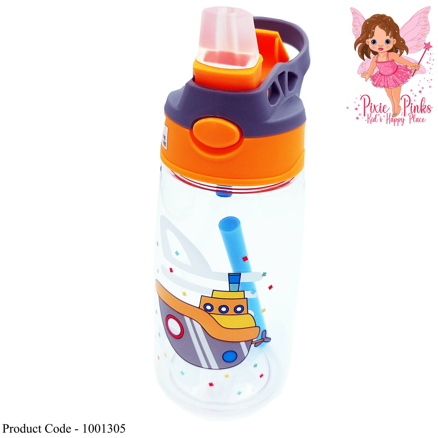 Orange Boat Push & Open Kids Water Bottle