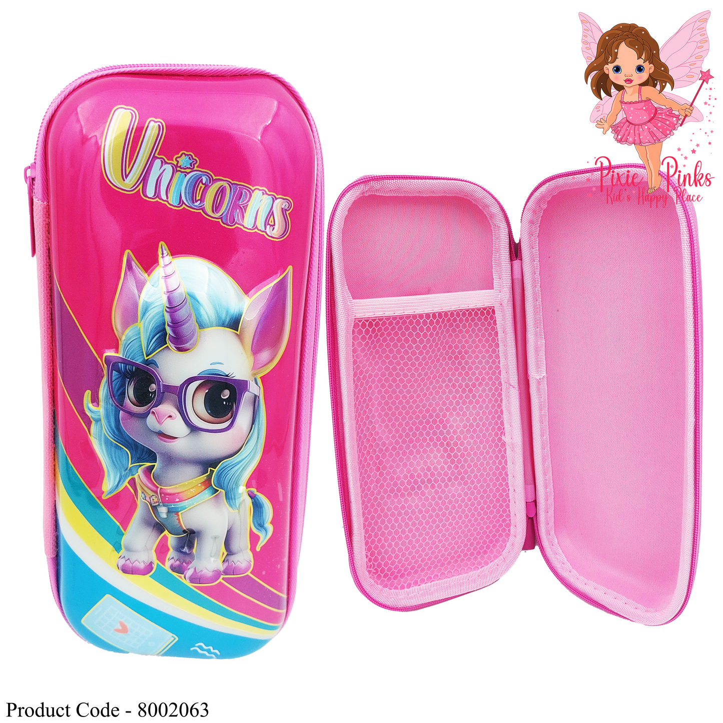 Unicorn Pencil Case with 3D Design - Pink