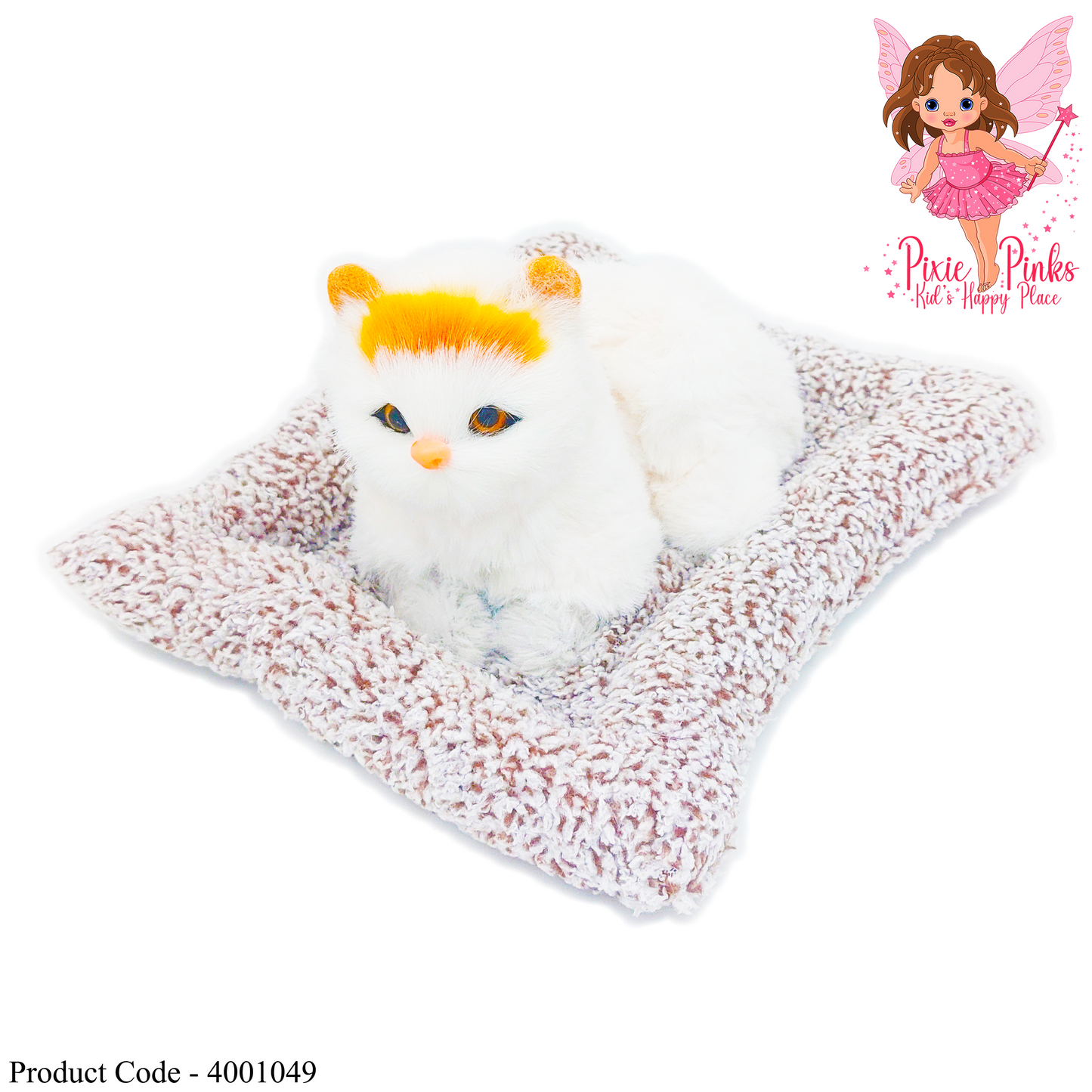 Cute Realistic Sleeping Cat with Mat and meow Sound- White