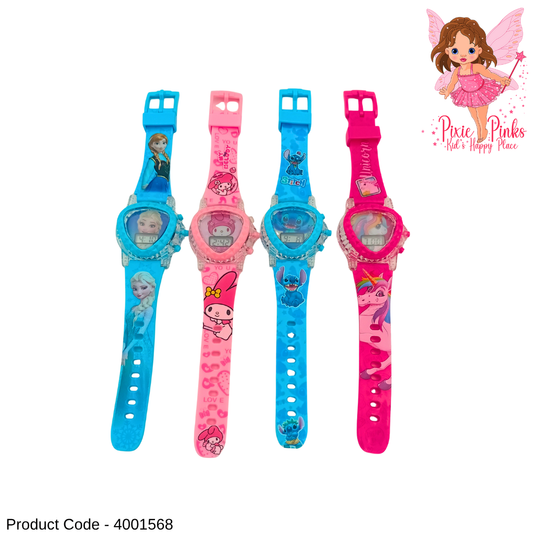 PixiePinks Girls Cartoon Watch with Lights & Music – Cute Digital Wrist Watch for Kids