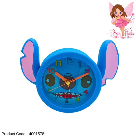PixiePinks Cute Stitch Themed Table Clock – Fun & Colorful Kids Room Decor