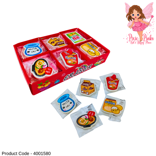 PixiePinks Cute Food Themed Erasers – Fun Stationery for Kids & School