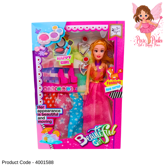 Fashion Girl Wardrobe Doll Set – Barbie Style Toy with Outfits & Accessories for Girls