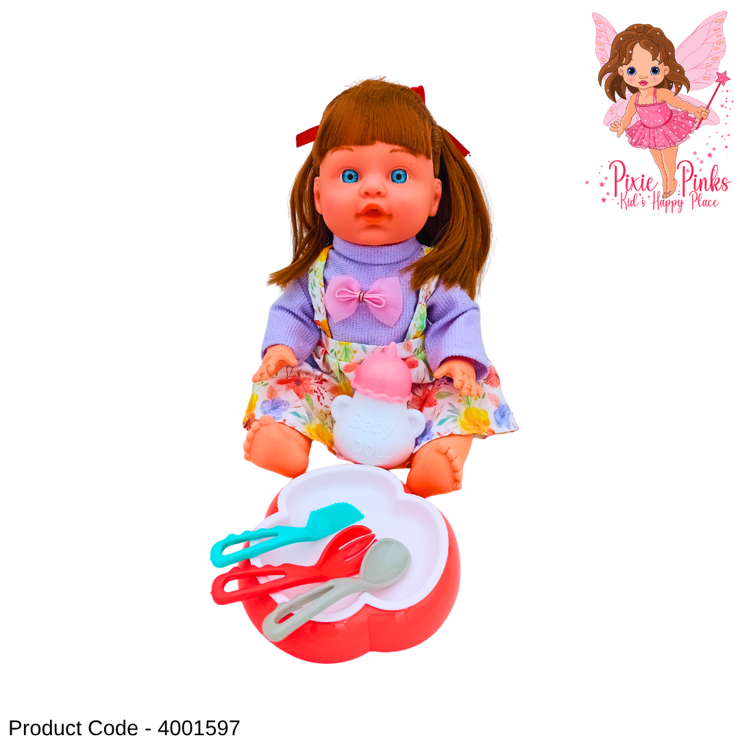 Cute Baby Doll with Feeding Set & Carrying Bag – Perfect Gift for Kids