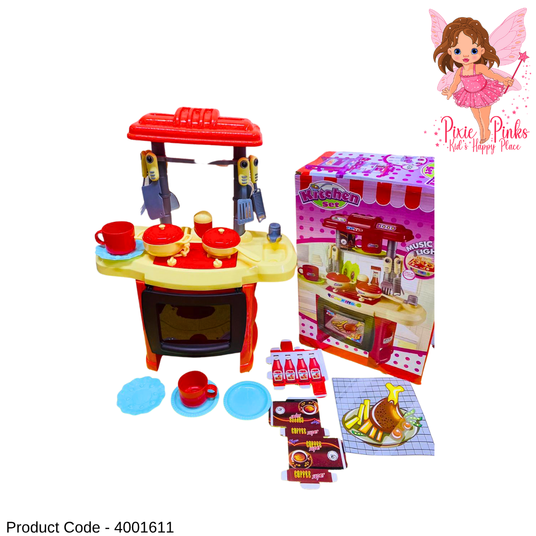 🍳 Kids Kitchen Play Set with Music & Light – Pretend Cooking Toy Set 🎀✨
