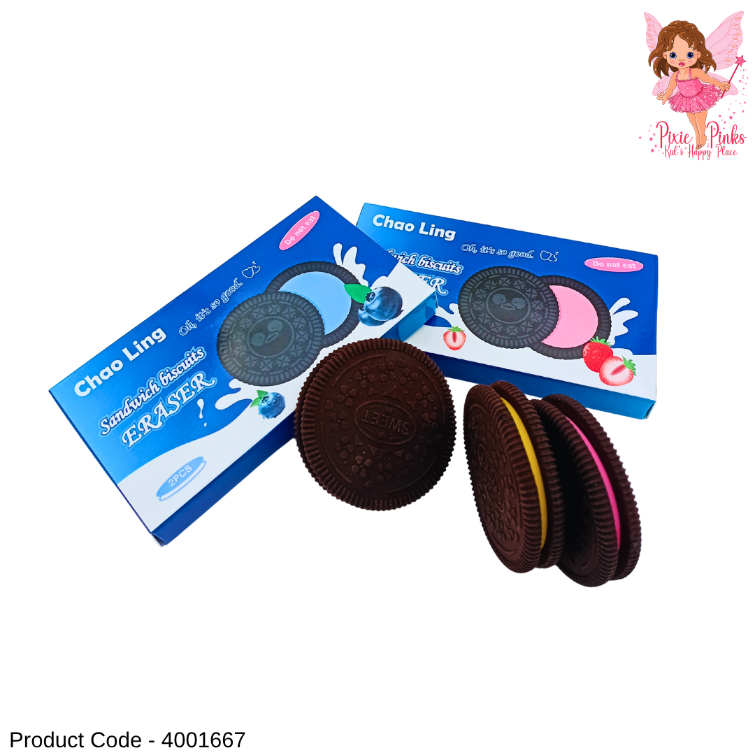 2pcs Biscuit Shaped Eraser Pack – Cute & Fun Stationery for Kids