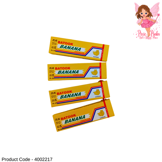 Batook Banana Chewing Gum Pack – 5 Sticks Fruity Banana Flavour Bubble Gum