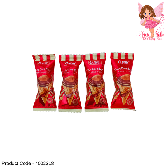 Coco Choc Cone Nuts Almond Flavor Chocolate – 1pc Crispy Wafer Cone with Chocolate & Almond