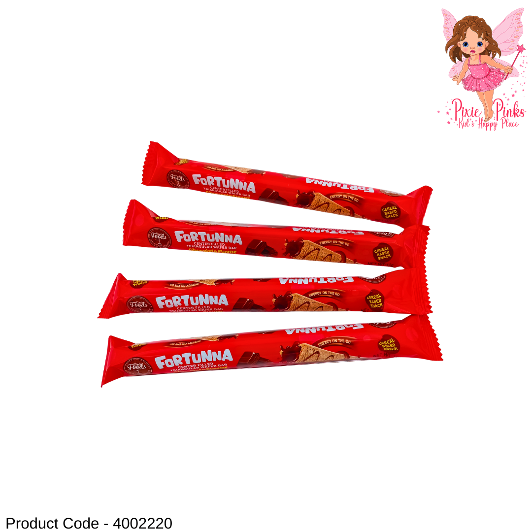 Fortunna Center Filled Triangular Wafer Bar 12g – Chocolate Flavour Cereal Based Snack