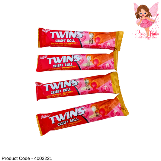 Twins Crispy Roll Biscuit 12g – Strawberry & Cheese Center Filled Snack Bar
