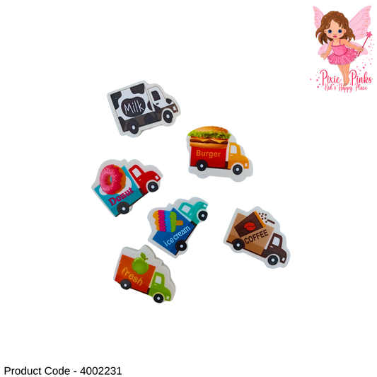 Cute Food Truck Eraser Set for Kids – Cartoon Foody Lorry School Stationery