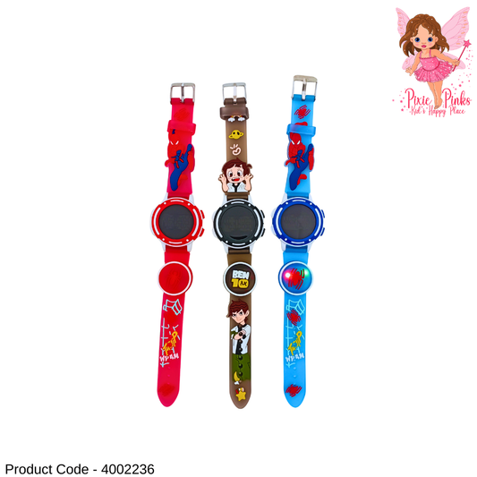 Boys LED Hero Smart Watch with Light Display – Cartoon Digital Wrist Watch for School & Daily Wear
