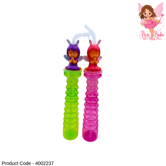 Cute Angel Kids Water Bottle – Tall Cartoon School Drinking Bottle with Straw
