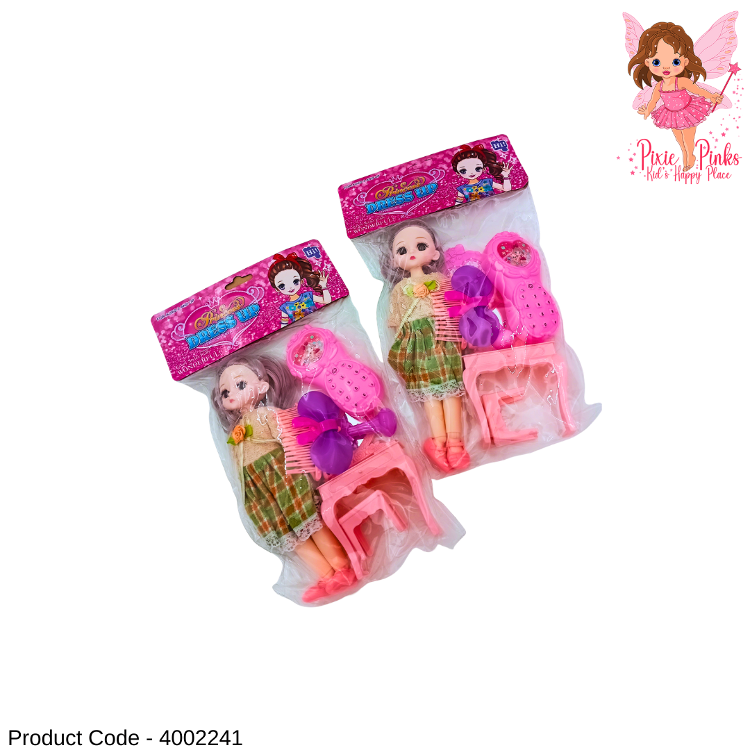 Princess Dress Up Doll Set for Kids – Fashion Doll with Beauty Accessories & Mini Furniture – Ages 3+