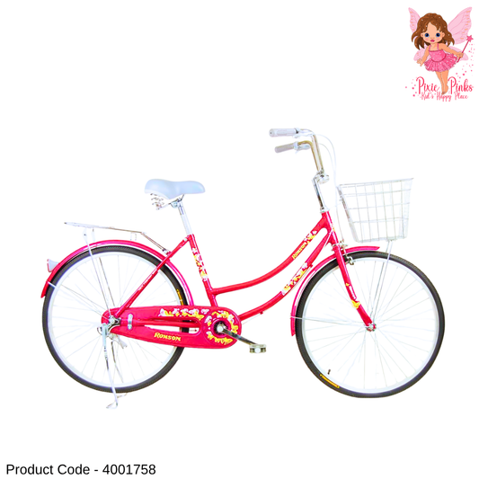 26” Pink Girls Bicycle with Front Basket | Stylish Ladies City Bike | Comfortable Daily Riding Cycle