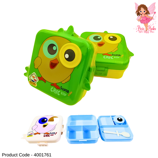Birdy Lunch Box for Kids | Leak-Proof BPA-Free 4-Compartment Bento Box | Cute Cartoon Food Container