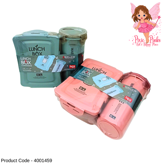 🎒 Kids Lunch Box & Shaker Bottle Set | Thermal Control | BPA Safe | Spork Included | Pink & Light Black