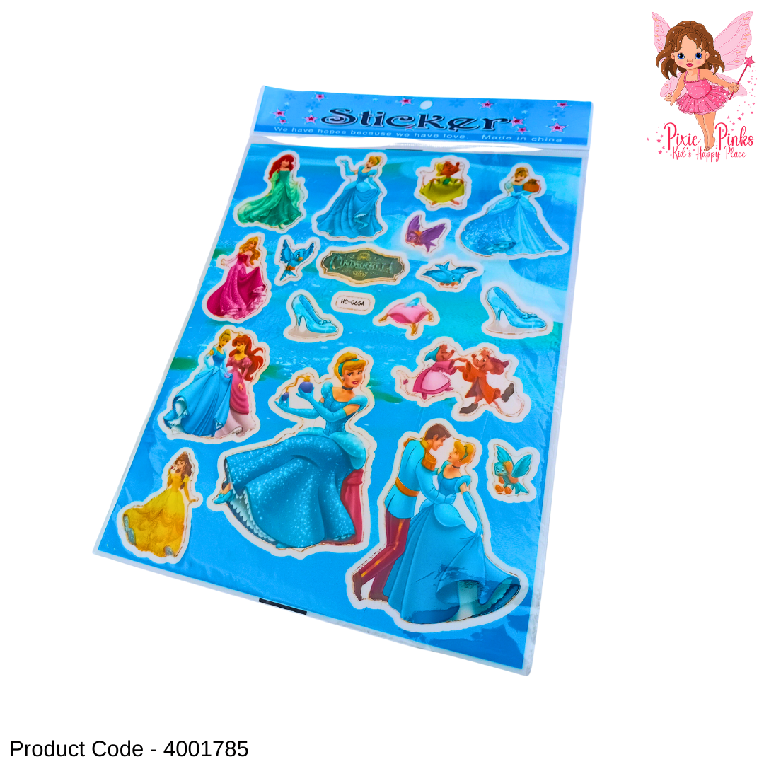 Cinderella Princess Sticker Card – Magical Glittery Sticker Sheet for Girls