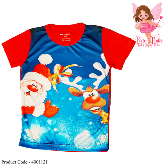 Pixie Pinks Santa & Reindeer Christmas Kids' T-Shirt