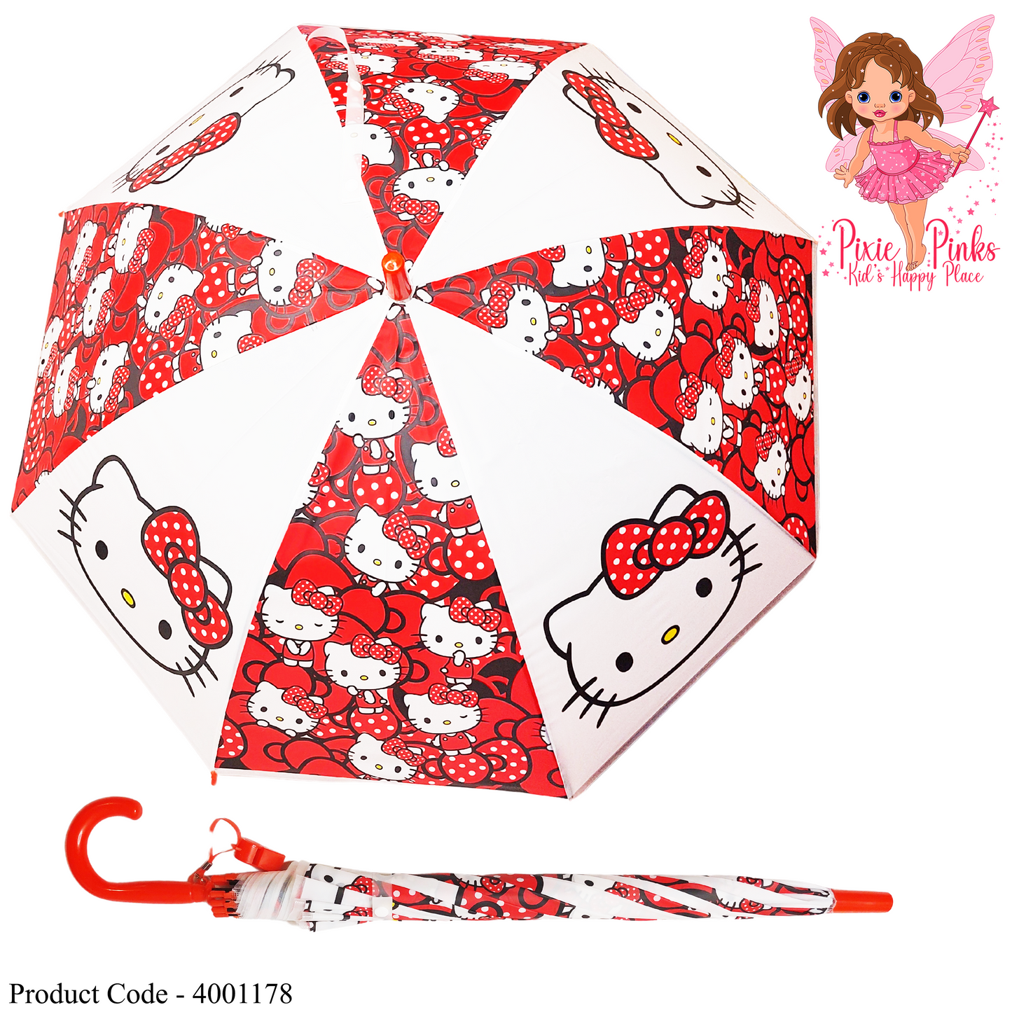 Adorable Kids' Cartoon Umbrella – Red & White