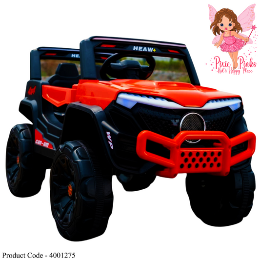 Kids Ride-On Off-Road Jeep – Red & Black Beast | Rechargeable Electric Kids Car | Pixiepinks