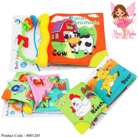 Soft Baby Cloth Book – Farm Animals & Alphabet Fun | Pixie Pinks