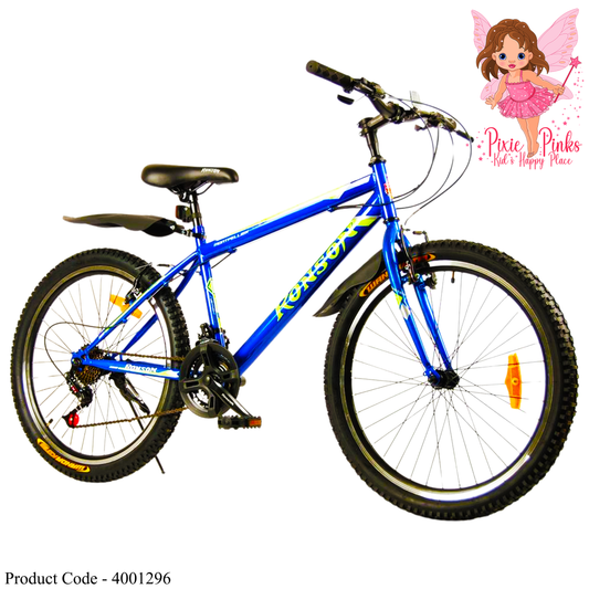 Ronson TrailBlazer MTB Bicycle – 24” & 26” | Blue 6-Speed Mountain Bike with Mudguards