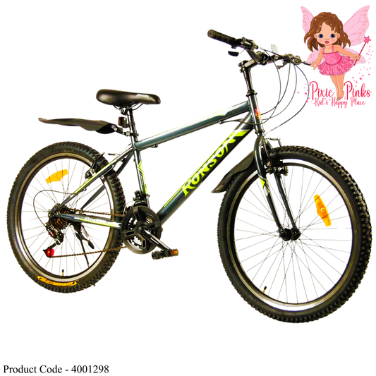 Ronson Shadow MTB Bicycle – 24” & 26” | Graphite Grey | 6-Speed Mountain Bike with Mudguards